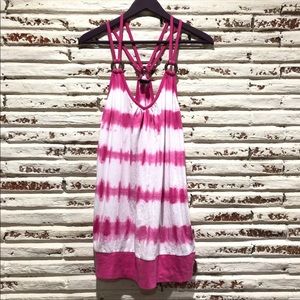 Racerback tunic tank tie dye pink